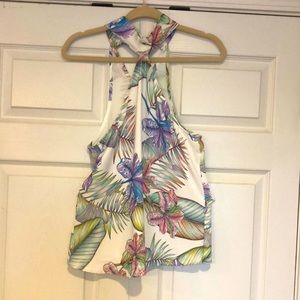 TROPICAL PRINT HALTER TOP